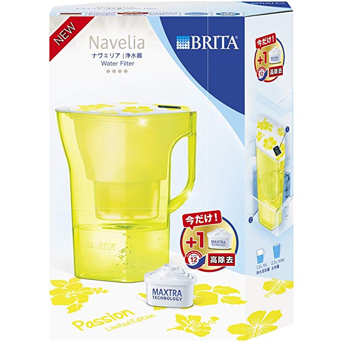 [높은 제거 12 항목에서 2 개월 교환】 BRITA (부리 타) 나붸 리아 옐로우 패션 1.3L (카트리지 2 개 포함)