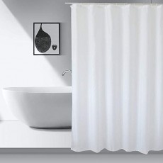 AooYo 샤워 커튼 90 x 180cm 세련된 방수 곰팡이 가공 욕실 커튼 무지 흰색 폴리 에스테르 북유럽 눈가리개 용 두꺼운 설치 간단 목욕 커튼 칸막이 욕실