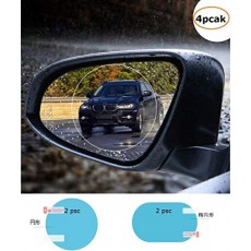자동차 사이드 미러 방수 방담 필름, 4PCS 긁고 방지 방현 방우 안전 운전 보호 필름 (타원형 2PCS 환형 2PCS)