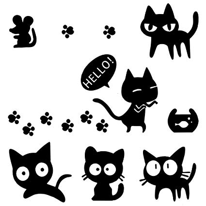 차량용 스티커 고양이 고양이 귀여운 재미 재미있는 동물 방수 스티커 자동차 스티커 침실 가방 PC 범용 자동차 문 창 벽 스티커 벽 스티커 장식 데칼 스티커 블랙