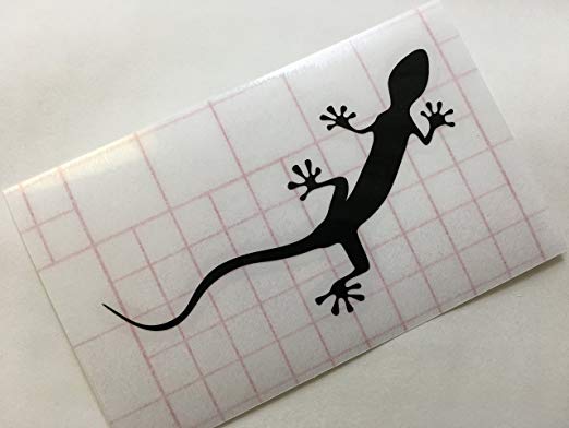 Gecko 도마뱀 커팅 스티커 가로 10cm × 2 개 (블랙)