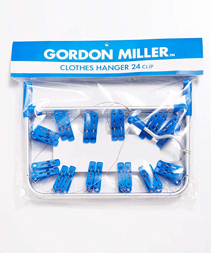 GORDON MILLER 핀치 행거 24 클립 빨래 세탁 세탁 알루미늄 프레임 와이어 소형 컴팩트 블루 31351