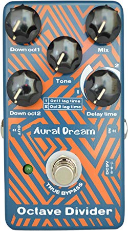 Aural Dream Octave Divider 기타 효과 페달 내려 한 8 번과 2 개의 8도, 조정 가능한 시간 차이가 진정한 나레이션