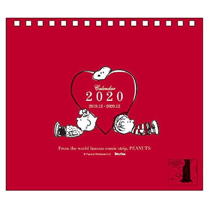 델 피노 PEANUTS 스누피 2020 년 탁상 달력 하트 P-13598