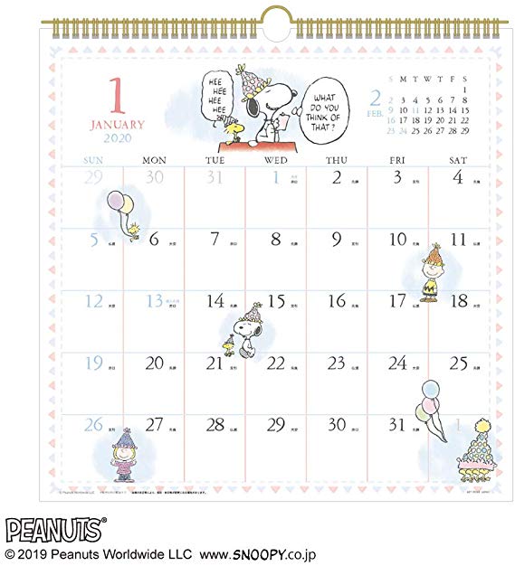 아트 프린트 재팬 2020 년 수채화 일정 달력 / PEANUTS (스누피) vol.205 1000109413