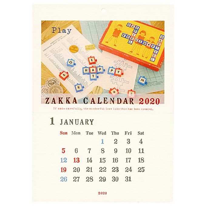 ZAKKA 달력 벽걸이 형 <2020 년 1 월부터 2020 년 12 월 지원> CP-2001