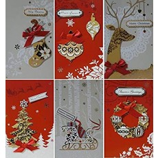 크리스마스 카드 세트 (12 장 세트 6 종 x2,2 접는 동안 종이 봉투 포함) Christmas card set No.XCS-521