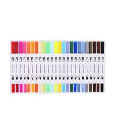 수채화 붓 24 색 세트 컬러 붓펜 양쪽 펜촉 수채화 붓 수채화 펜 컬러 펜 그림 그리기 색칠 용 수납 케이스 (화이트) 24 화이트