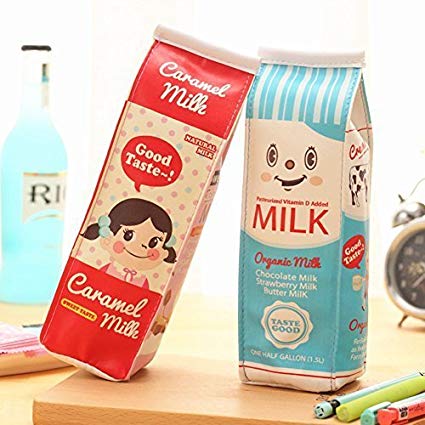 (윤코) Yunko Organic milk 귀여운 필통 우유 상자 필통 대용량 방수 PU 남녀 겸용 매일 공부 라든지 사생 등을 ??즐겁게!