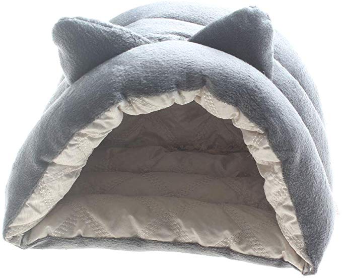 작은 동물 하우스 고슴도치 햄스터 기니피그 쥐 따뜻한 침대 가정 보온 방한 침대 귀여운 유연한 편안 추동 용 (회색) 그레이