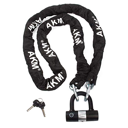 AKM 자전거 자물쇠 [높은 내 절단 성] 두꺼운 체인 잠금 U 자형 자물쇠 도난 방지 중량감 블랙 4 종류 (2.0m / 4.55kg)