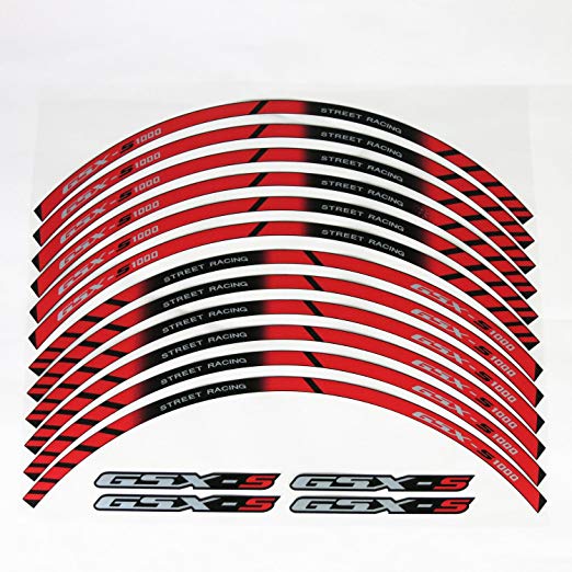 GSX-S1000 / F 전용 디자인 맞춤 림 데칼 스티커 세트 빨간색 전후 고리 1 대분 전 2 색 컬러 라인 레드