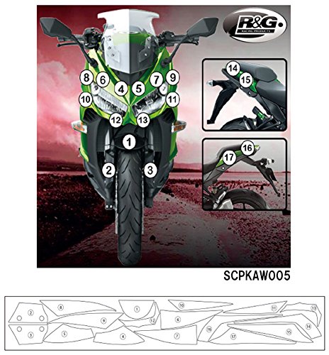 R & G (아르 디안) 세컨드 스킨 (고품질 폴리 우레탄 보호 필름) Z1000SX (Ninja1000) 14-16 RG-SCPKAW005