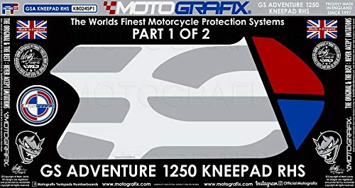 MOTOGRAFIX (모토 그래픽) KNEE BODY PAD 오른쪽 BMW R1250GS Adventure (19-10) 화이트 with 레드, 블루 & 메탈릭 