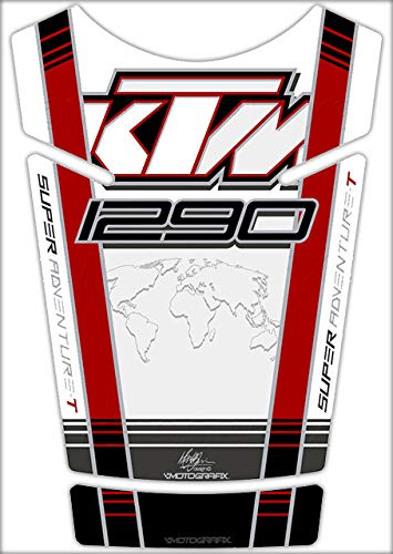 MOTOGRAFIX (모토 그래픽) 탱크 패드 KTM 1290 SUPER ADVENTURE T 15-17 화이트 / 레드 MT-TKTM04WR