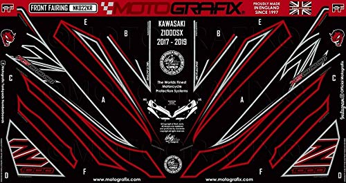 MOTOGRAFIX (모토 그래픽) FRONT BODY PAD KAWASAKI Z1000SX (17-19) 블랙 with 그레이, 레드 & 메탈릭 실버 MT-NK