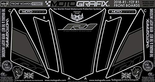 MOTOGRAFIX (모토 그래픽) FRONT BODY PAD YAMAHA YZF-R1 (18/19) 블랙 / 그레이, 메탈릭 실버 MT-NY020KE