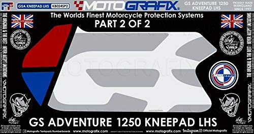 MOTOGRAFIX (모토 그래픽) KNEE BODY PAD 왼쪽 BMW R1250GS Adventure (19-10) 화이트 with 레드, 블루 & 메탈릭 실