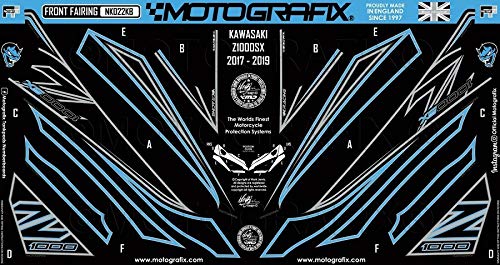 MOTOGRAFIX (모토 그래픽) FRONT BODY PAD KAWASAKI Z1000SX (17-19) 블랙 with 블루 & 메탈릭 실버 MT-NK022KB