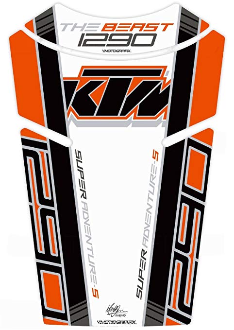 MOTOGRAFIX (모토 그래픽) 탱크 패드 KTM 1290 Super Adventure S (17-10) 블랙 / 오렌지 / 화이트 MT-TKTM03KOW