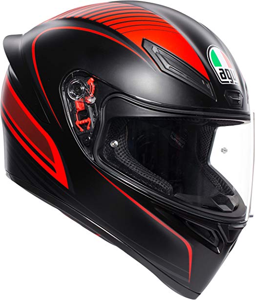 AGV (에지부이) 오토바이 헬멧 풀 페이스 K1 WARMUP MATT BLACK / RED (워밍업) XL (61-62cm) 028192IY002-XL