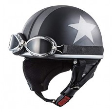 CEPTOO (세뿌투) 오토바이 헬멧 하프 매트 블랙 블랙 스타 프리 사이즈 XVR-2