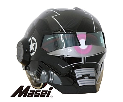 Masei (마정) 제트 헬멧 로보헤루 610Z 광택 블랙 M MA-610Z-SB-M