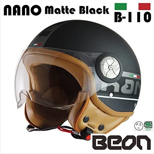 【재고 처분! Sale!] BEON 스몰 제트 헬멧 B110 NANO 매드 블랙 L 사이즈 BE-NANO-MBK-L