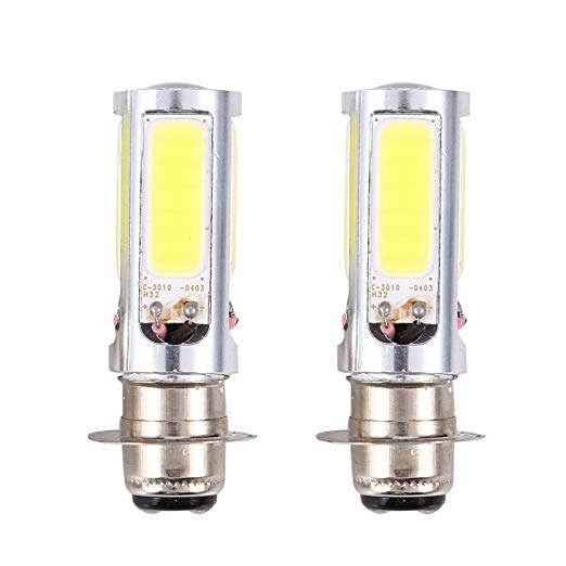 Qiilu [2 개입] 자전거 LED 헤드 라이트 헤드 라이트 전구 COB LED 라이트 밸브 12V 20W 고휘도 높은 발광 효율 초장 수명 안정성 화이트 H6