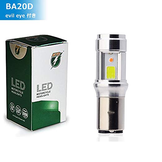 e-auto fun 자전거 LED 헤드 라이트 BA20D Hi / Lo 선택 가능 12W DC9-85V Bridgelux COB 칩 1200LM 방수 고휘도 화이