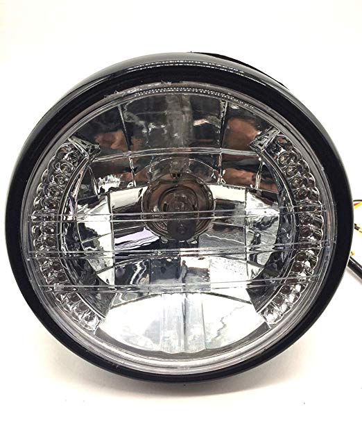 자전거 용 범용 멀티 리플렉터 헤드 라이트 렌즈 직경 145mm LED 방향 지시등있는 일광 H4 밸브 사외 품 드레스 커스텀 파츠