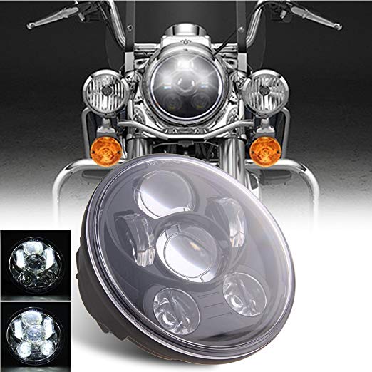 MOTOSTAR 할리 최신형 LED 헤드 라이트 5.75 인치 hi / lo IP67 방수 차량 지원 프로젝터 12v-30v 검은 [일년 보증]