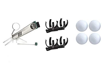 Posma CA020B 스테인리스 다기능 휴대 골프 수리 용품 + 골프 액세서리 골프 공 홀더 마법적인 볼 게임 2 개들이 + 골프 공 (4 구 세트) Bundl