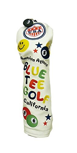 BLUE TEE GOLF (블루 티 골프) 헤드 커버 BLUE TEE GOLF California 헤드 커버 스마일 & 핀볼 페어웨이 흰색