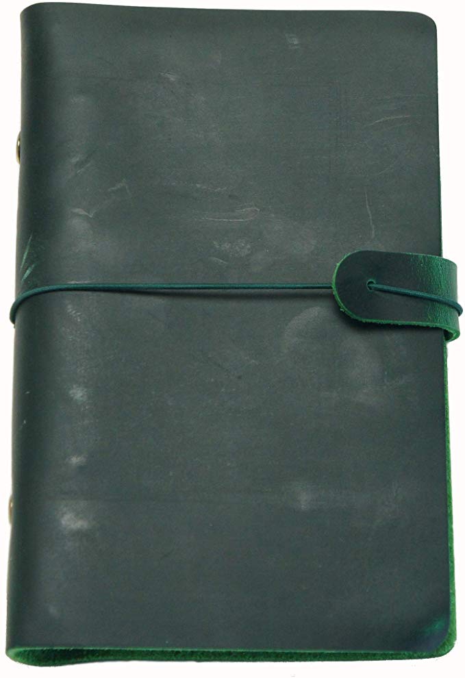 bizdiary (비즈 다이어리) 가죽 6 홀 링 시스템 수첩 여행자 노트 스타일 디자인 리필 된 A5 · 녹색 녹색