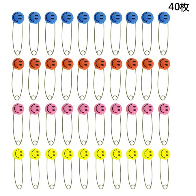 Chunyu 핀 안전핀 미소 핀 사무실 안전핀 플라스틱 기저귀 핀 기저귀 핀 (40 개)