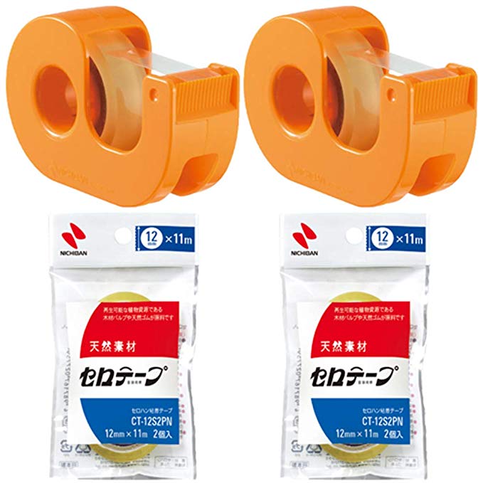 니치 반 접착 테이프 小巻 12mm 커터있는 2 개 기준 4 권 포함 CT12DRO-S2PN2P 12mm / 오렌지