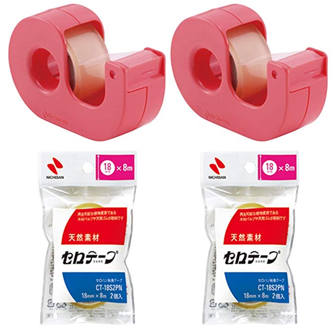 니치 반 접착 테이프 小巻 18mm 커터있는 2 개의 직선 만료 분류 4 권 포함 CT18DCR-S2PN2P