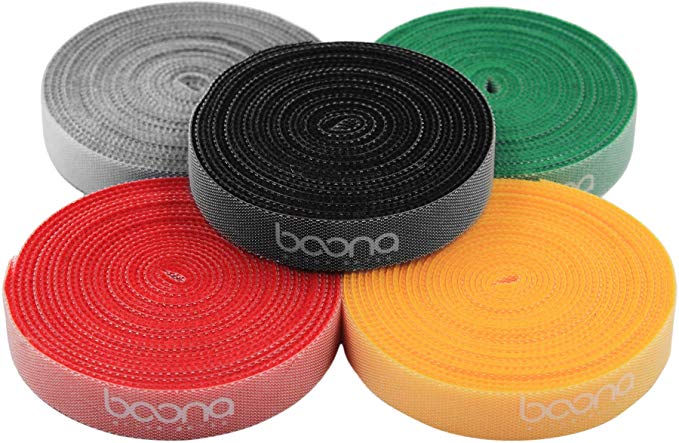 Boona 결속 밴드 매직 밴드 결속 테이프 자유롭게 절단 선 정리 5 색 5 매 세트 케이블 / 코드 등 수납 사무용 / 객실 용 (여러 가지 빛깔 3m) 여러