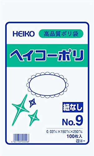 [No.9] 헤이코뽀리 가방 0.03mm / 1 박스 1000 장 (1 묶음 100 매 폴리 입력 X10 묶음) 150mm × 250mm (일본 부이시에스) VC