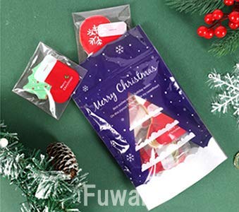 [Fuwari] 크리스마스 포장 가방 지퍼 가방 자립형 50 마치있는 선물 가방 선물 과자 봉지 (트리) 트리