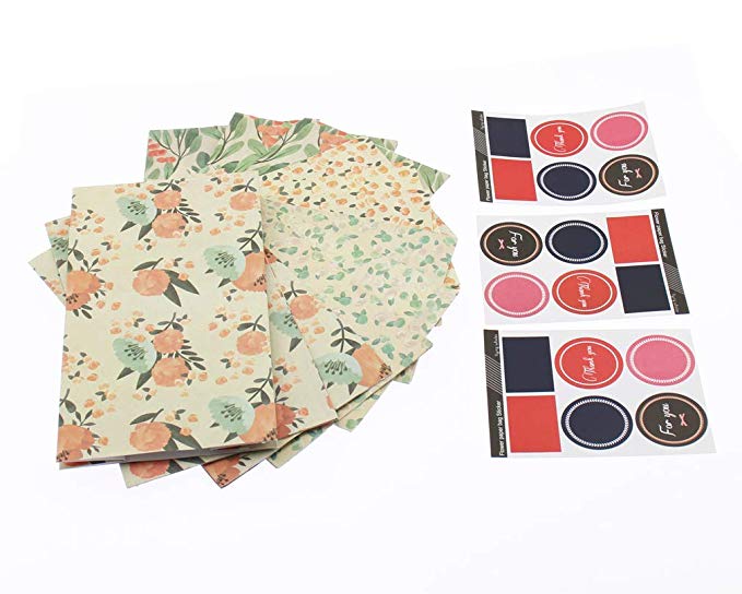 Olive-G 꽃 무늬 포장지 4 가지 선물 포장 포장에 고정 스티커 포함