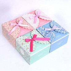 (moin moin) 포장 선물 가방 선물 상자 핑크 리본 꽃 무늬 플라워 레이스 프렌치 감자 8 개 세트 과자 소품 액세서리 선물 등 (높이 9cm × 가로 1