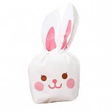 (moin moin) 토끼 비닐 선물 가게 가방 13.5 × 22cm 50 장 (핑크) 핑크
