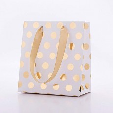 (moin moin) 포장 선물 가방 손가방 종이 새틴 물방울 도트 무늬 세련된 골드 5 장 (골드 가로 14 × 높이 15 × 깊이 7cm) 골드