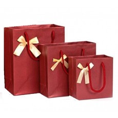 (pkpohs) 선물 가방 [5 장 세트] 선물 포장 종이 手提 가방 선물 포장지 선물 (리본있는 빨강, L) 리본있는 레드