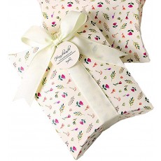 (moin moin) 포장 상자 상자 가방 핑크 꽃 무늬 작은 꽃 리본 및 태그 부착 폭 10cm × 높이 14cm × 마치 2.8cm 5 장 세트 (내츄럴 화이