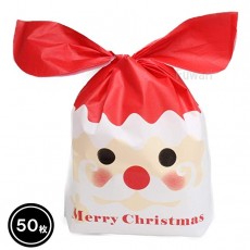 [Fuwari] 크리스마스 산타 클로스 포장 봉투 50 매들이 바닥 마치있는 비닐 봉지 과자 선물 가방 선물 포장 소분