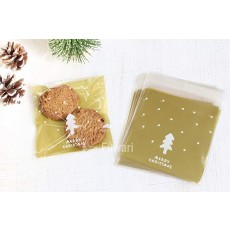 [Fuwari] 크리스마스 가방 파우치 포장 과자 쿠키 초콜릿 100 매 포장 봉투 소분 선물용 C (⑦) ⑦
