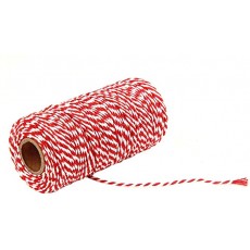 2 롤 2 색 混綿 실 - 100M / 롤 - 손으로 짠 DIY 태그 세세한면 로프와 선물 포장 벨트 (레드 + 화이트) 빨강 + 흰색